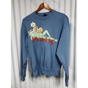 Harry Styles Pleasing Crewneck Frog Small Powder Blue USA Long Sleeve Sweatshirt